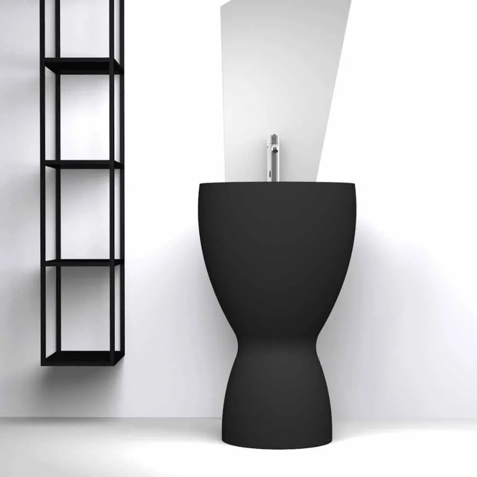 Modern freestanding ceramic washbasin made in Italy, Basile Viadurini