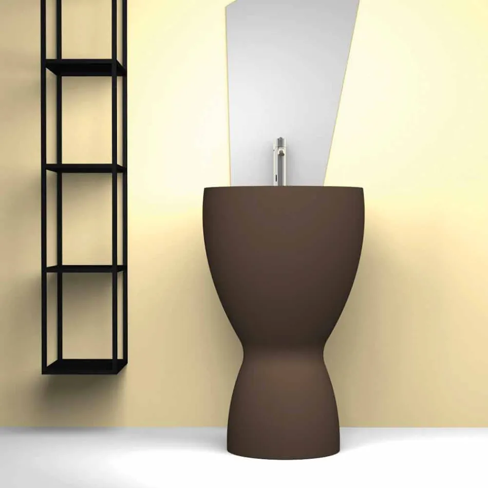 Modern freestanding ceramic washbasin made in Italy, Basile Viadurini