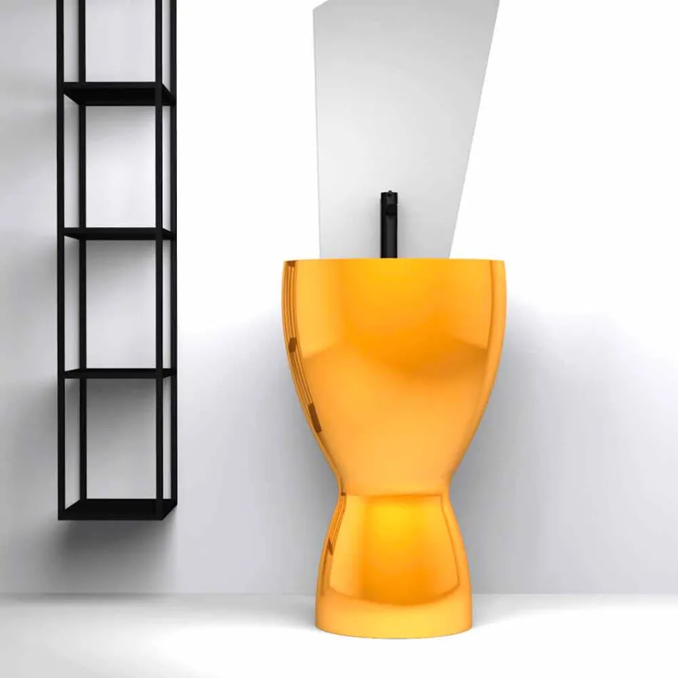 Modern freestanding ceramic washbasin made in Italy, Basile Viadurini