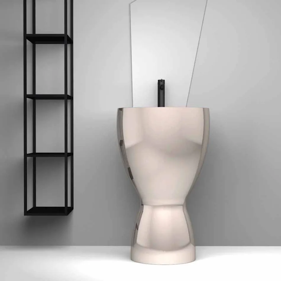 Modern freestanding ceramic washbasin made in Italy, Basile Viadurini