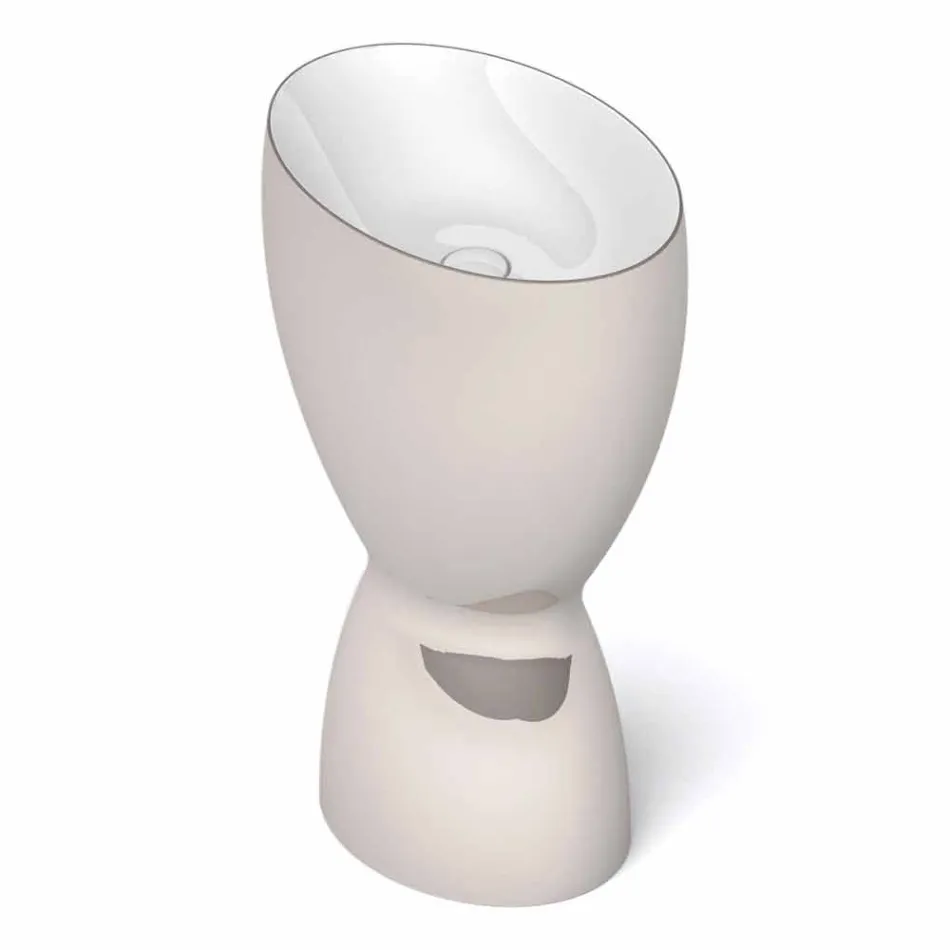 Modern freestanding ceramic washbasin made in Italy, Basile Viadurini