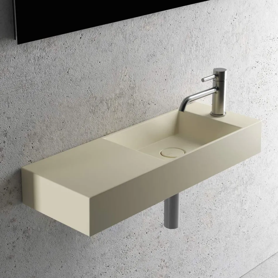 Modern Design Made in Italy White or Colored Ceramic Washbasin - Act Viadurini