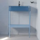 Ceramic Washbasin with Floor Standing Structure with Shelf Made in Italy - Graffa Viadurini