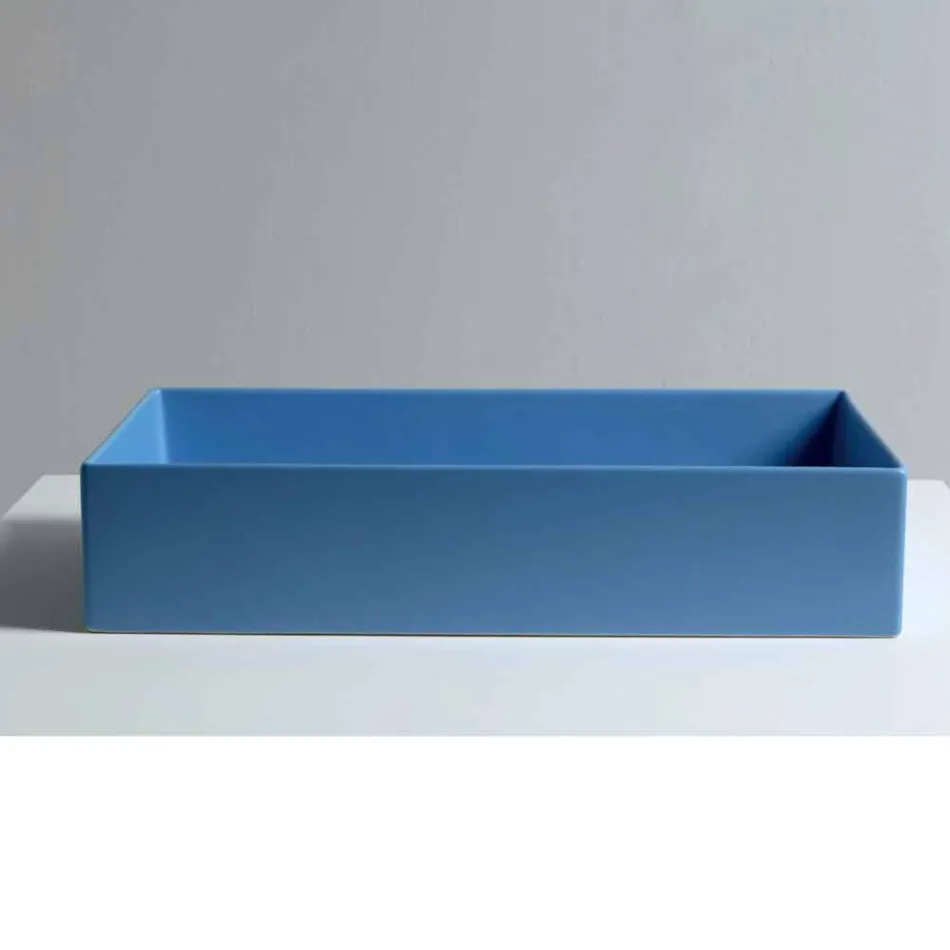 Modern design standing ceramic washbasin Sun 60x37, made in Italy Viadurini