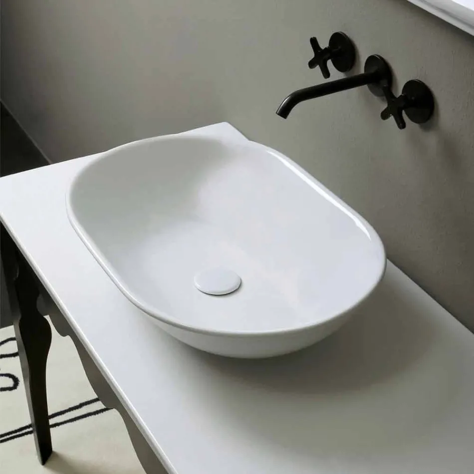 Modern design ceramic washbasin countertop made in Italy Viadurini
