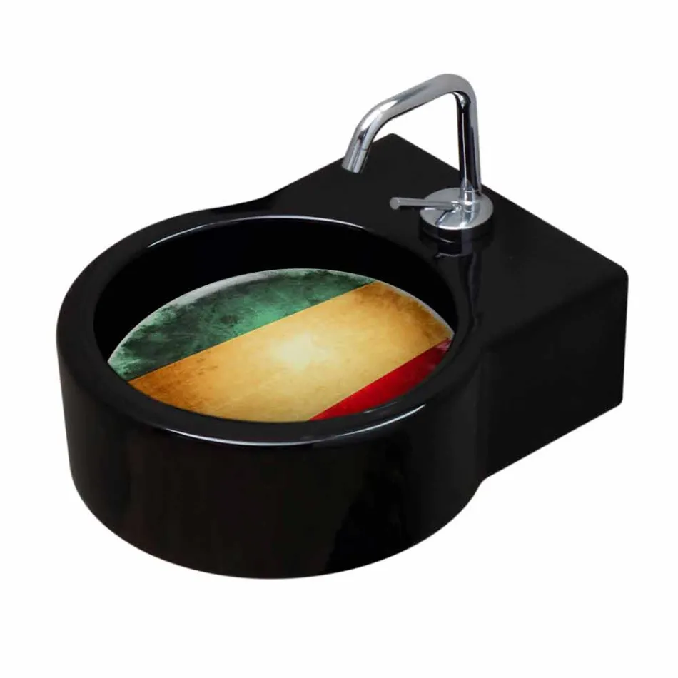 Free-standing black ceramic washbasin / suspension made in Italy Tor Viadurini