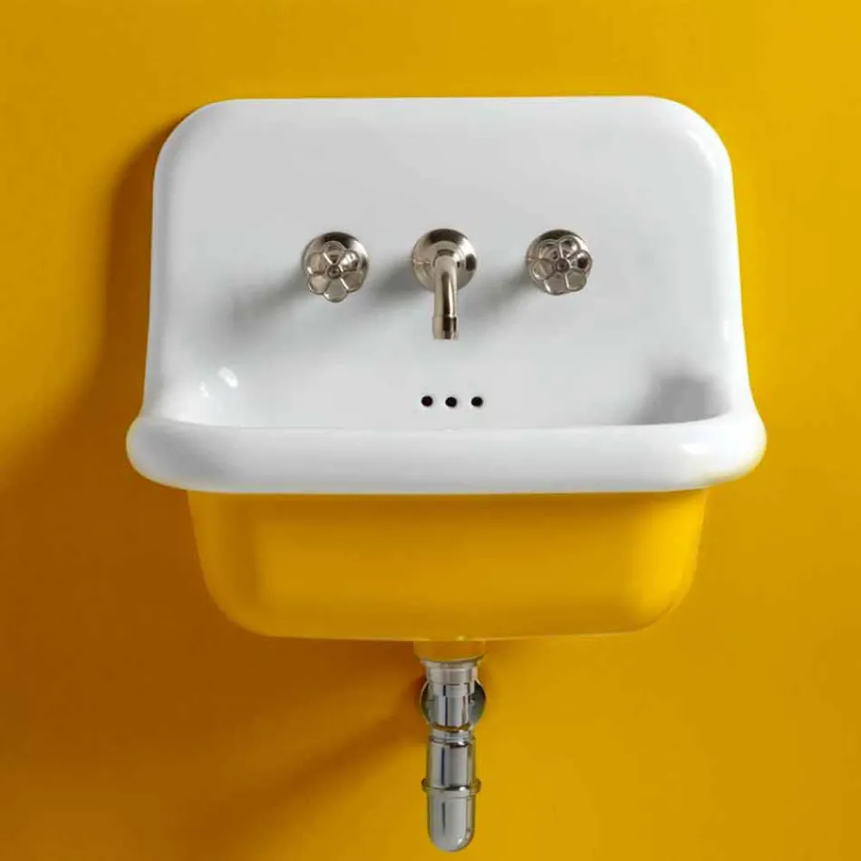 Rectangular ceramic sink with Jordan colored bottom Viadurini