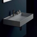 Modern design suspended ceramic washbasin Sun 80x45 cm, made in Italy