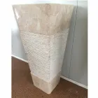 Washbasin in natural stone with column Robin, white single piece Viadurini