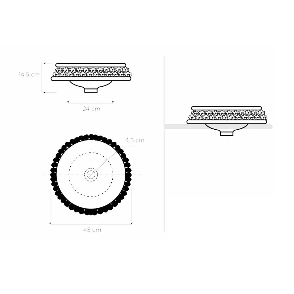 Porcelain washbasin with hand-applied petals Made in Italy - Amarone Viadurini