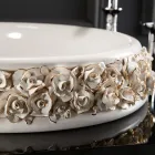 Porcelain washbasin with hand-applied petals Made in Italy - Amarone Viadurini