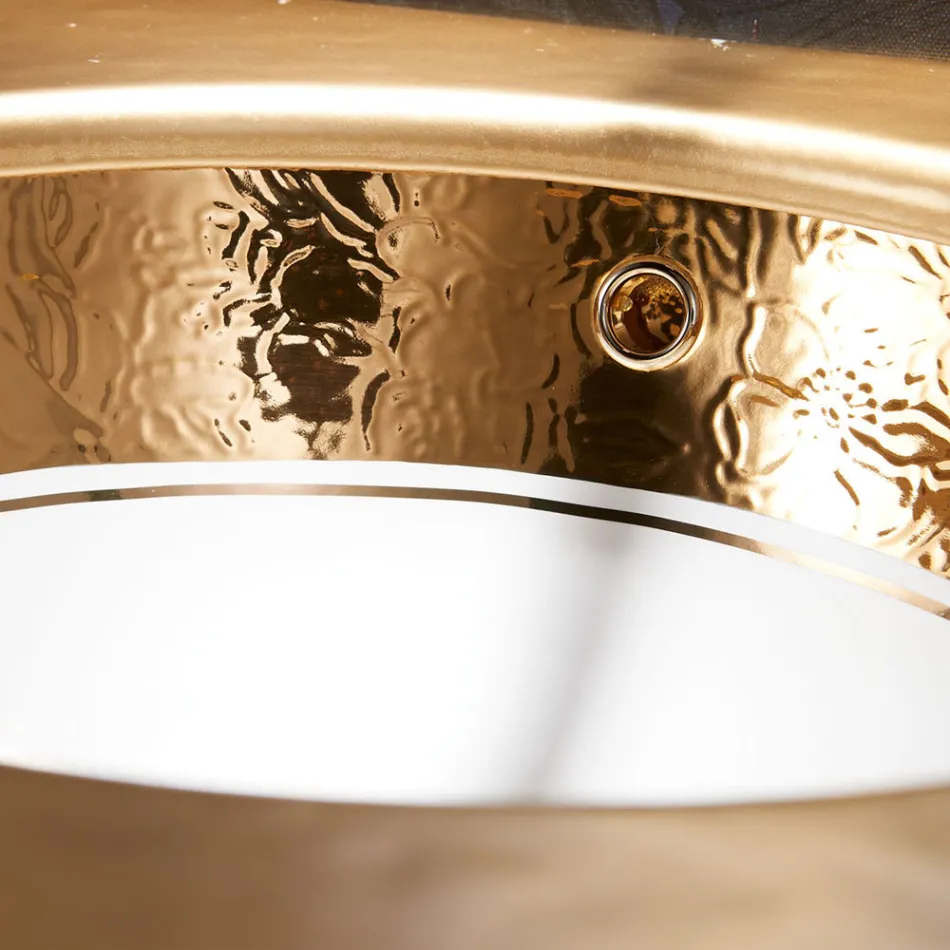 Built-in sink in Fire Clay with band in different finishes Made in Italy - Erioli Viadurini