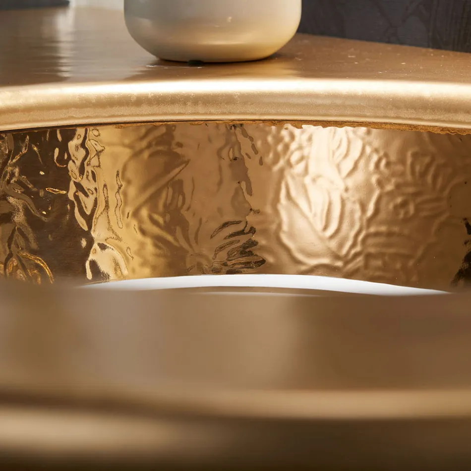 Built-in sink in Fire Clay with band in different finishes Made in Italy - Erioli Viadurini