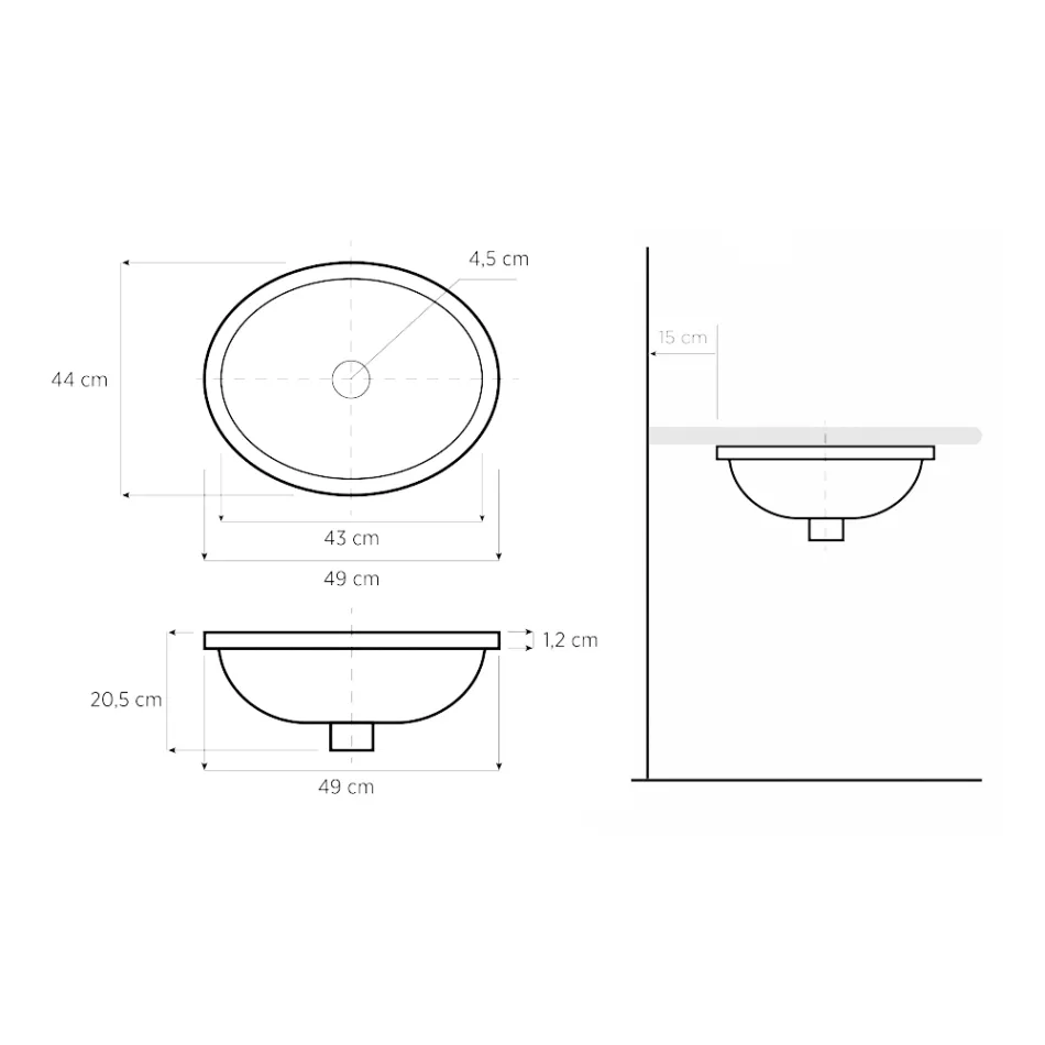 Built-in washbasin in Fire Clay of 3 Finishes Made in Italy - Erioli Viadurini