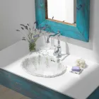 Recessed washbasin in classic porcelain handmade in Italy, Santiago Viadurini
