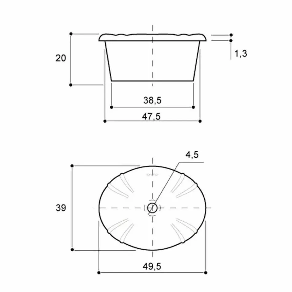 Recessed washbasin in classic porcelain handmade in Italy, Santiago Viadurini