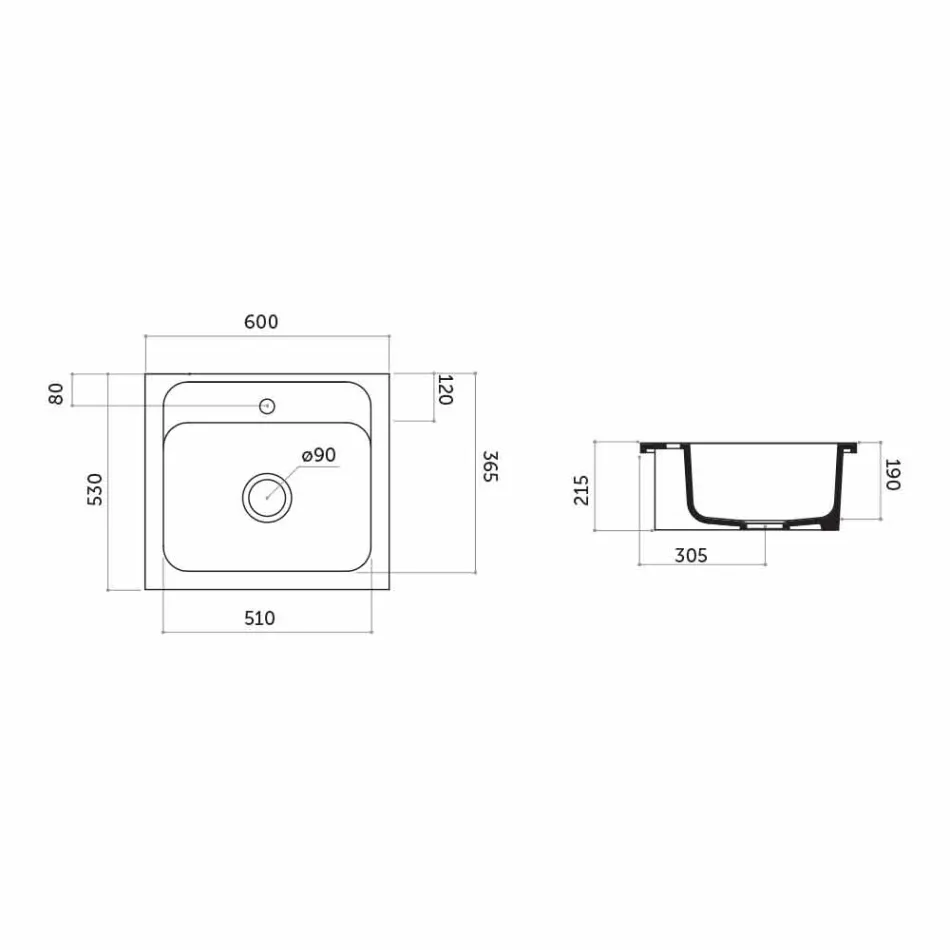 Single-Hole Basin in Colored Ceramic for Support and Recessed Capri Viadurini