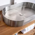 Oval Countertop Washbasin in Stainless Steel in Different Finishes - Anemone Viadurini