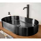 Oval Countertop Washbasin in Stainless Steel in Different Finishes - Anemone Viadurini