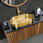 Oval Countertop Washbasin in Stainless Steel in Different Finishes - Anemone Viadurini