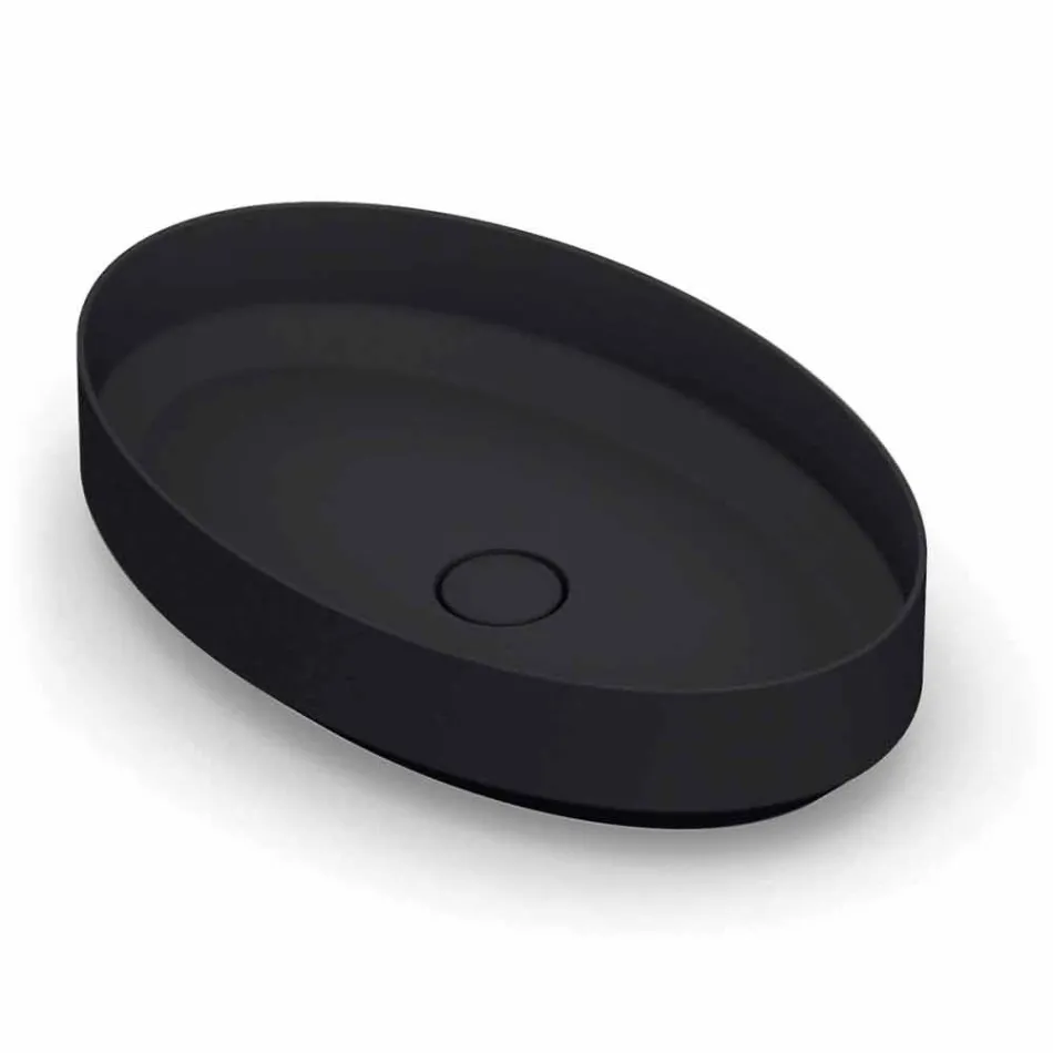 Oval ceramic counter top washbasin made in Italy, Yoel Viadurini