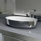 Oval ceramic counter top washbasin made in Italy, Yoel Viadurini