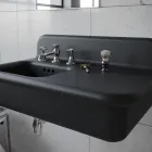 Ceramic Asymmetrical Bathroom Washbasin with Object Rest - Giusy Viadurini