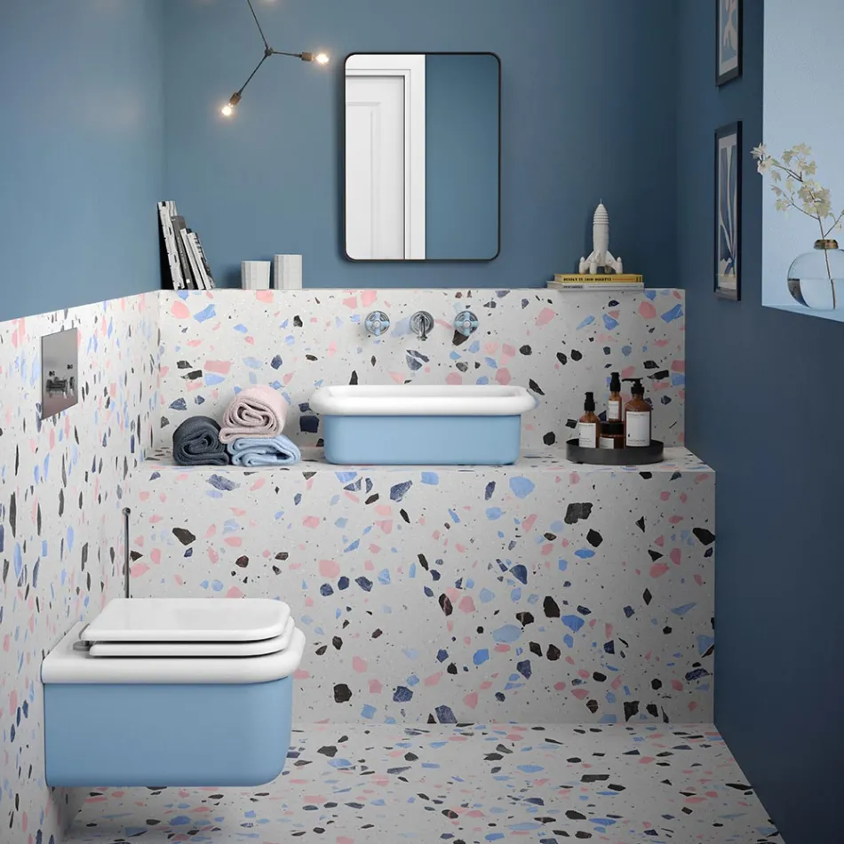 Rectangular Ceramic Countertop Washbasin - Holly Viadurini