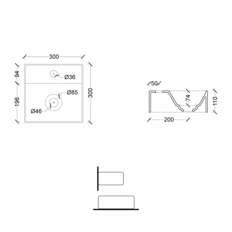 Square or Rectangular Modern Design Ceramic Wash Basin Made in Italy - Act Viadurini