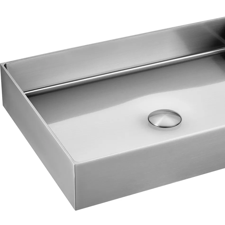 Rectangular Countertop Washbasin in Stainless Steel in Different Finishes - Camellia Viadurini