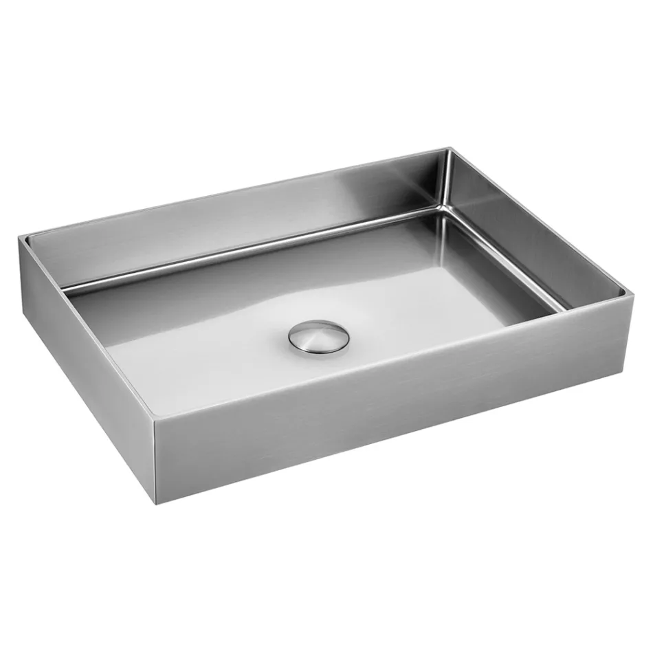 Rectangular Countertop Washbasin in Stainless Steel in Different Finishes - Camellia Viadurini