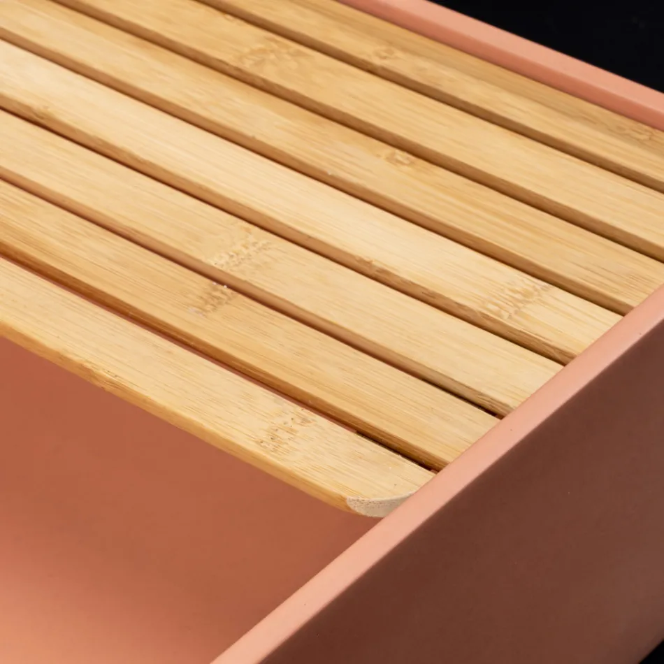 Rectangular Countertop Washbasin Made of Mali Orange Terrazzo - Azalea Viadurini