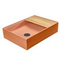 Rectangular Countertop Washbasin Made of Mali Orange Terrazzo - Azalea