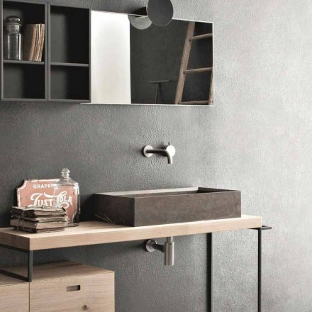 Rectangular and Modern Countertop Washbasin in Design Stone - Farartlav3 Viadurini