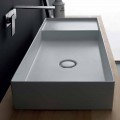 Modern rectangular washbasin in colored ceramic made in Italy
