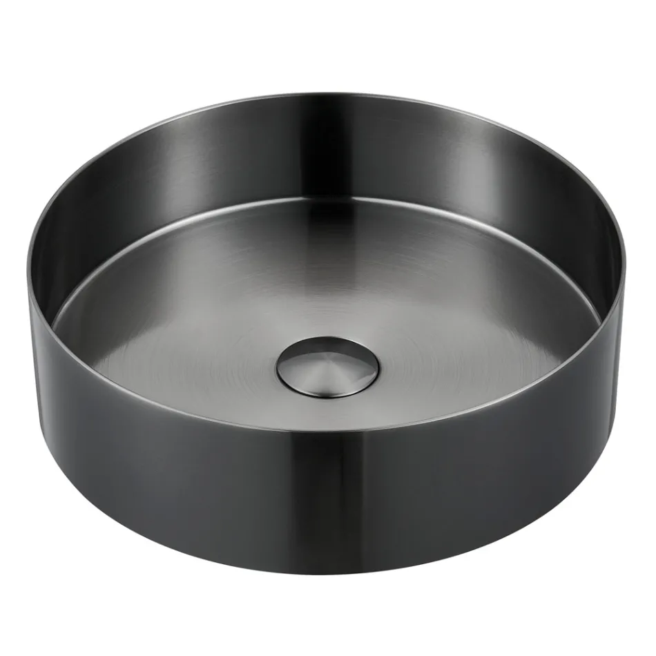 Round countertop washbasin in stainless steel in different finishes - Fiordaliso Viadurini
