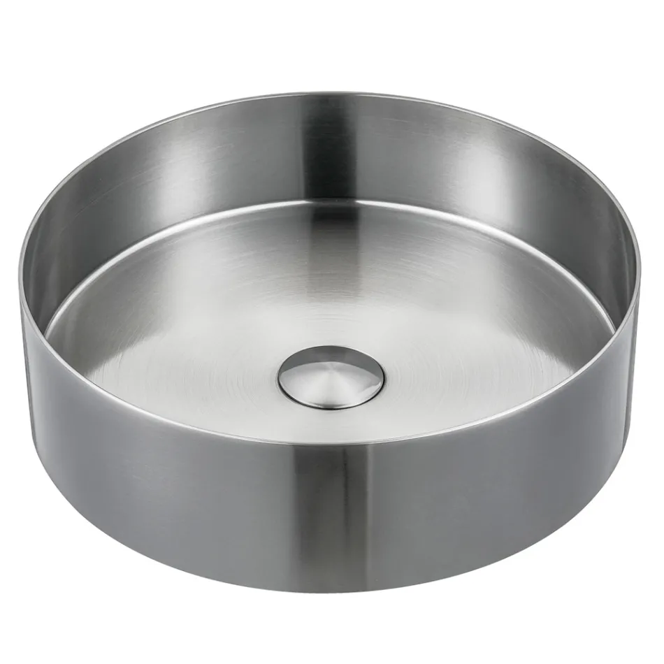 Round countertop washbasin in stainless steel in different finishes - Fiordaliso Viadurini