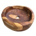 Modern Countertop Washbasin in Natural Polished Natural Teak - Zino