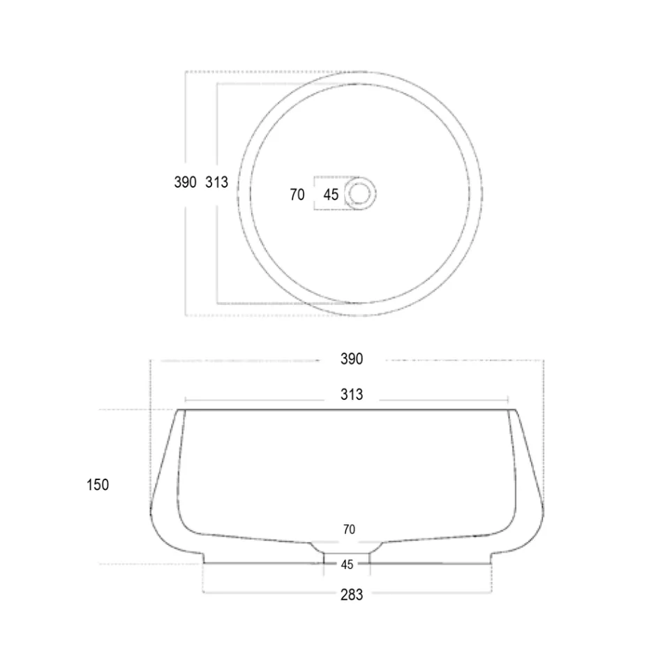 Round Countertop Washbasin Made of Cement and Resin - Ibisco Viadurini
