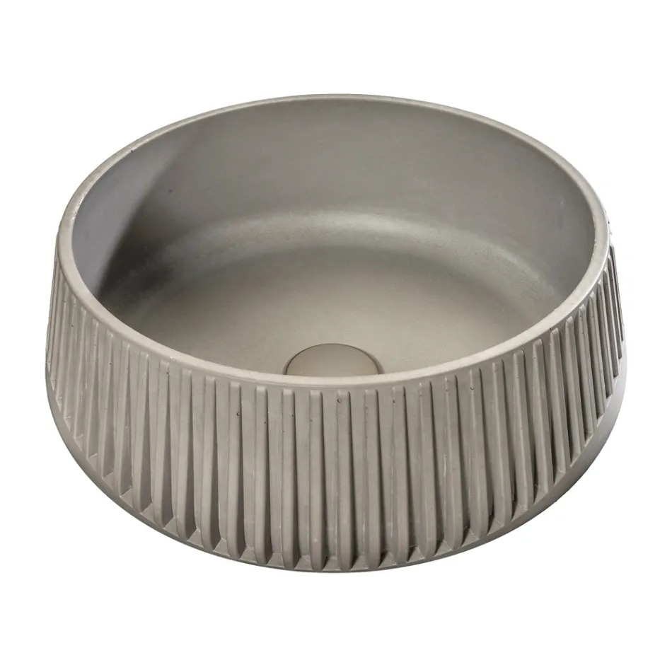 Round Countertop Washbasin Made of Cement and Resin - Ibisco Viadurini