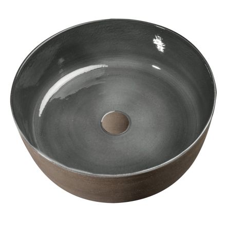 Round Gray Clay Washbasin Made in Italy - Tatiana Viadurini