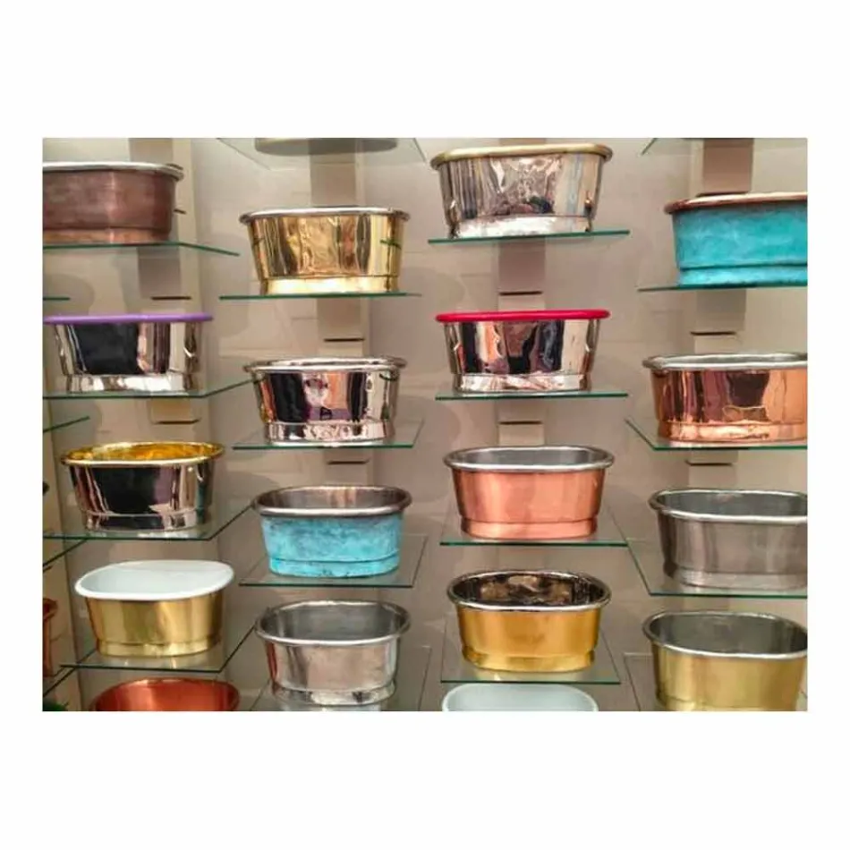 Round sink design Copper, handmade, Plant Viadurini