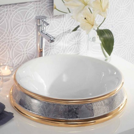 Design semi-recessed sink in fire clay handmade in Italy, Manilo Viadurini