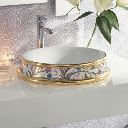 Semi-recessed washbasin in different finishes in Fire Clay Made in Italy - Erasmo Viadurini