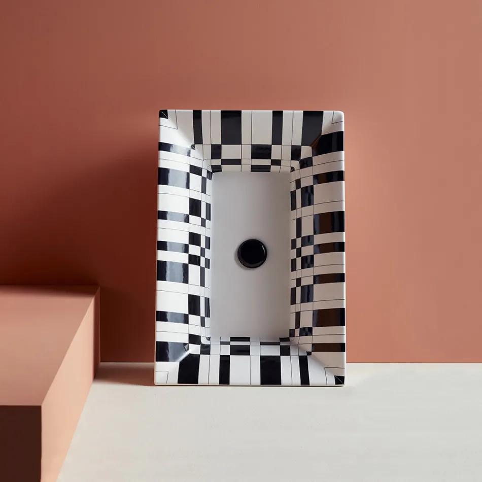 Semi-recessed washbasin in Fire Clay of Different Finishes Made in Italy - Ultima Viadurini