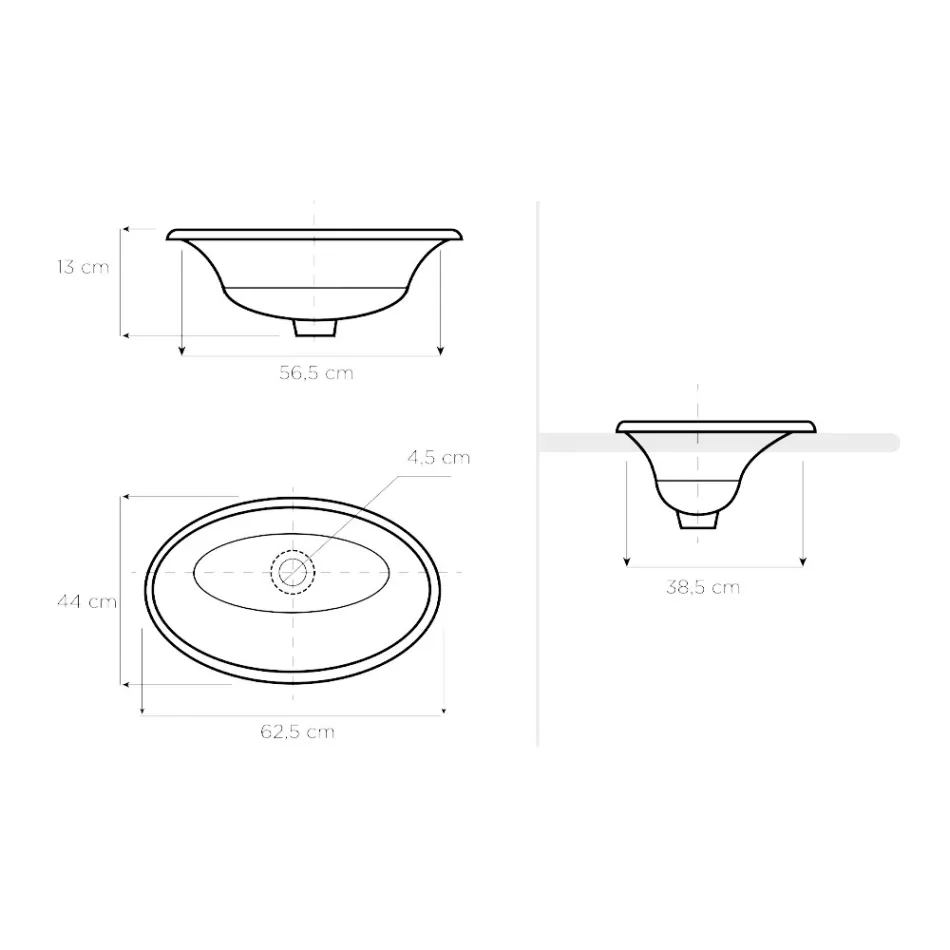 Semi-recessed washbasin in hand-painted fire clay Made in Italy - Principe Viadurini