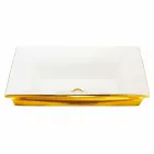 Modern semi-recessed sink in fire clay and gold made in Italy, Guido Viadurini