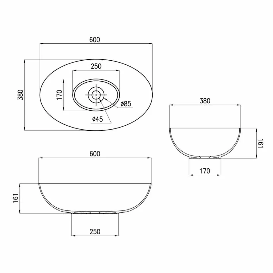 Spherical Ceramic Countertop Washbasin Ø60cm Made in Italy Leivi Viadurini