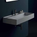 Modern design suspended ceramic washbasin Sun 100x45 cm made in Italy