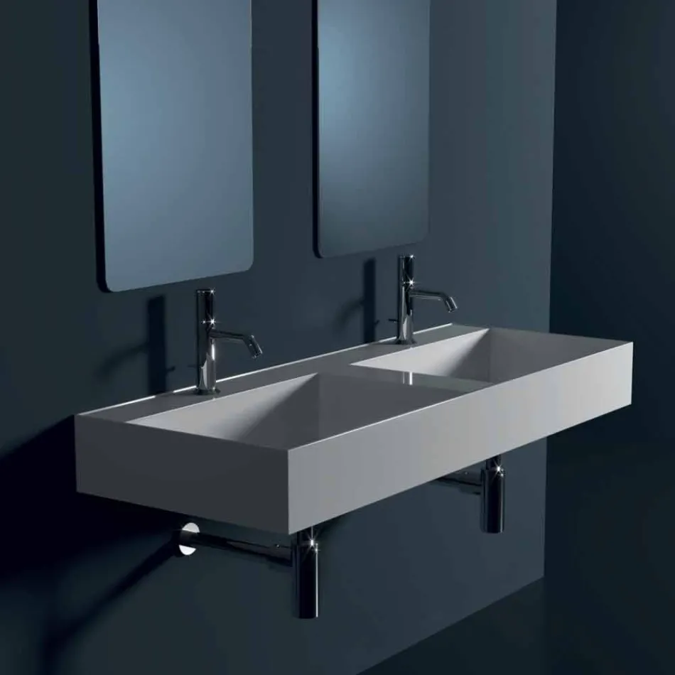Modern design wall-mounted ceramic washbasin Sun 120x45 cm made in Italy Viadurini